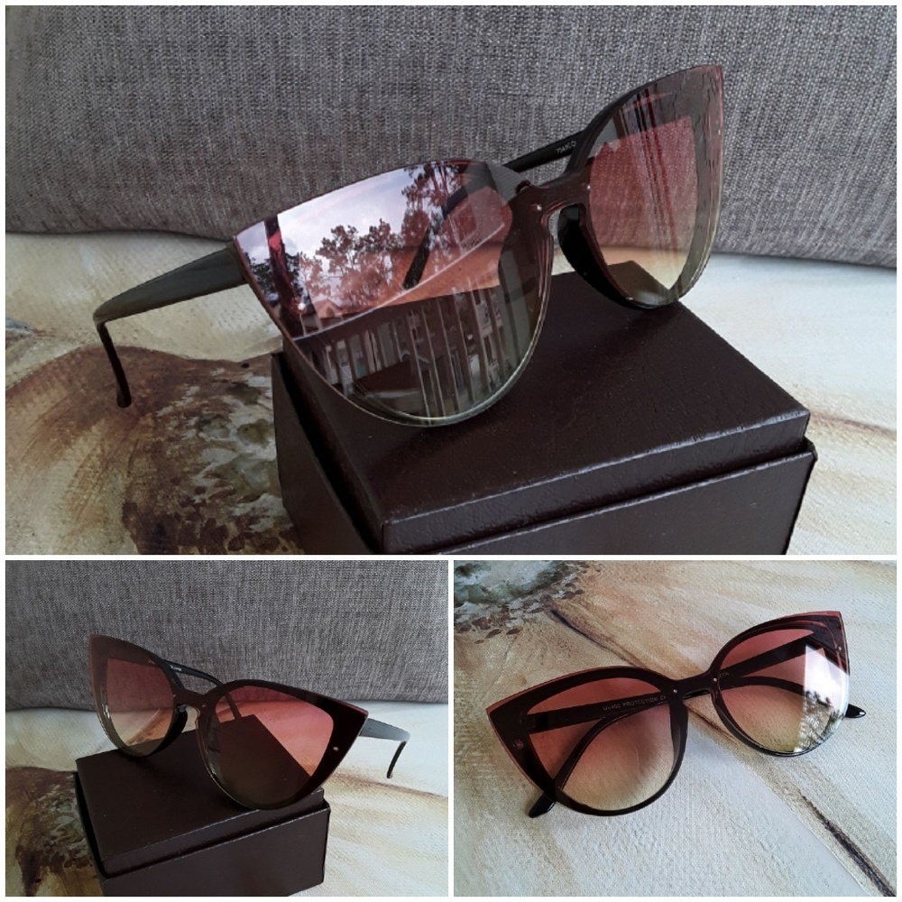 BRAND NEW 2019 CAT EYE 2 TONE CLEAR SUNGLASSES - Picture 4 of 4